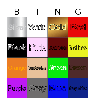 Colors Name Bingo Card