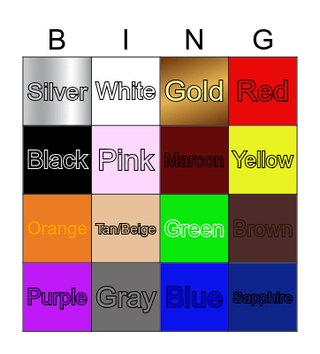 Colors Name Bingo Card