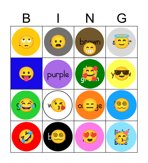 Colour Bingo Name Bingo Card