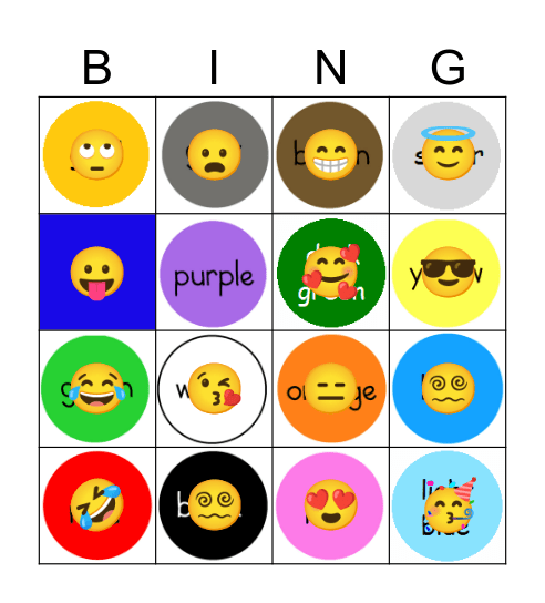 Colour Bingo Name Bingo Card