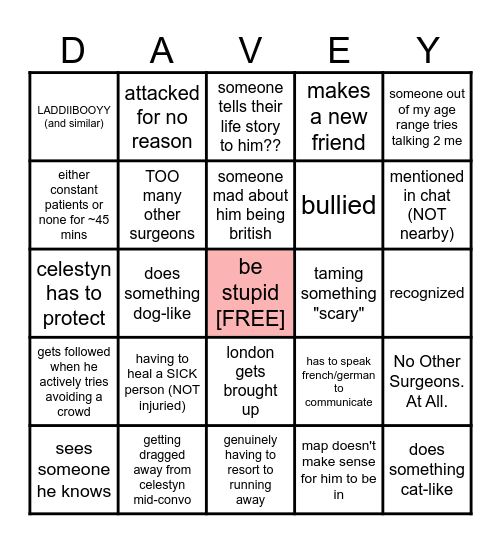 dave simulator Bingo Card
