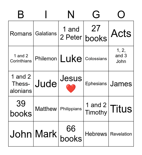 Books of the New Testament Bingo Card