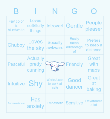 TAoHK&I Kinnies - Cinnamoroll Bingo Card