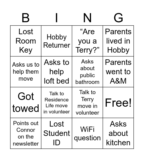 Move in Bingo Card