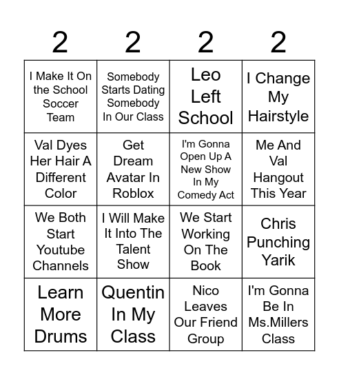 2026-2027 School Year Bingo Card