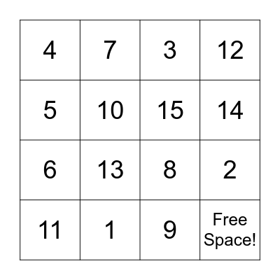V-Power Bingo! Bingo Card