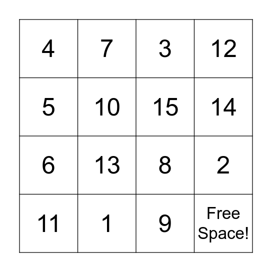 V-Power Bingo! Bingo Card