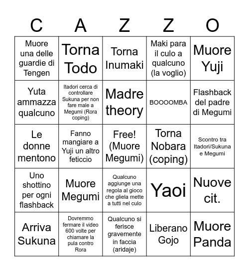JJK s3 bingo Card