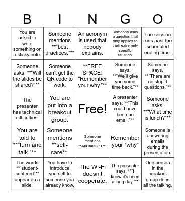 Opening Day Bingo Card