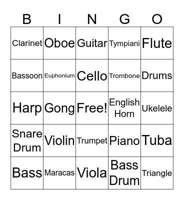 MUSIC Bingo Card