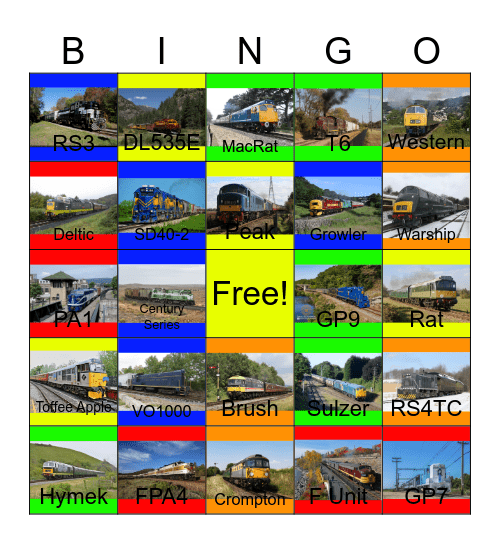 Diesel  Engines that I would like to drive while Laurie passed away one day Bingo Card