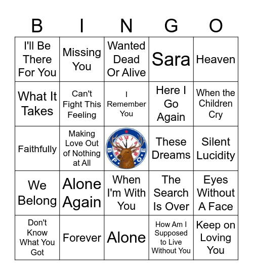 Power Ballads Bingo Card