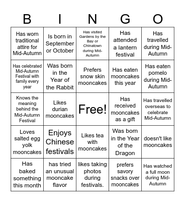 Mid- Autumn Bingo Card