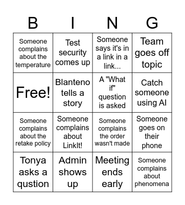 Science Team Bingo Card