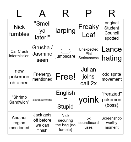 Untitled Bingo Card