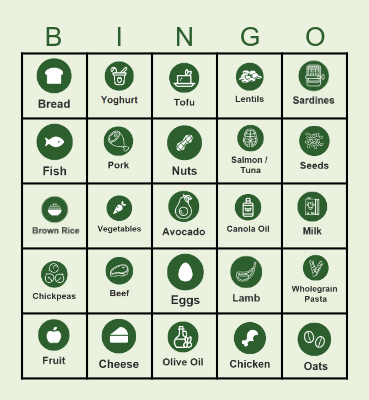 Eating Well Bingo Card