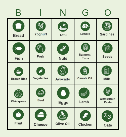 Eating Well Bingo Card