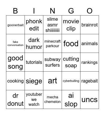 tung Bingo Card