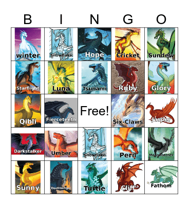 Wings of Fire 2 Bingo Card
