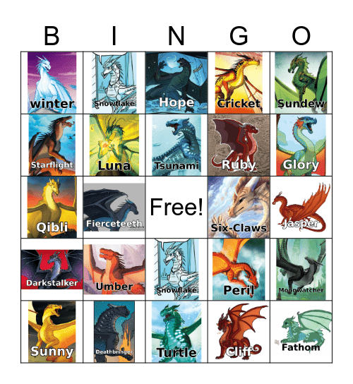 Wings of Fire 2 Bingo Card