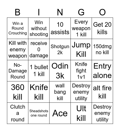 VALORANT Bingo Card