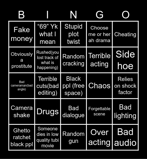 Bad tubi movie Bingo Card