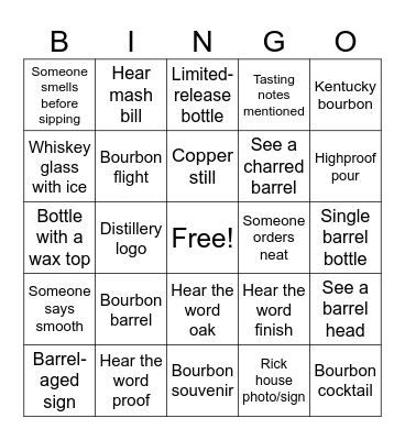 Bourbon Bingo Card