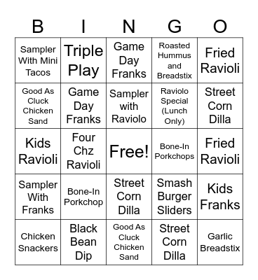 Q3 Food Rollout'[ Bingo Card