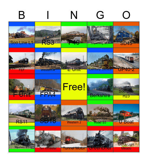 The Chicago and North Western and other Railroads in the Great Lakes Bingo Card