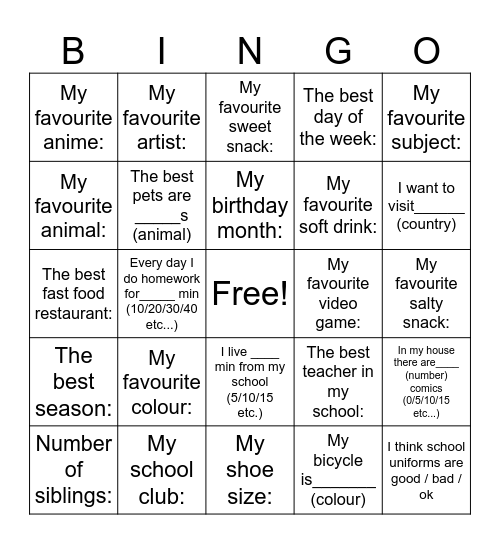 KINRAN JHS SUPER BINGO Card