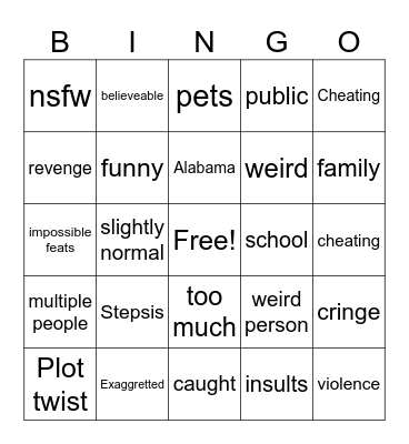 Gooner bingo Card