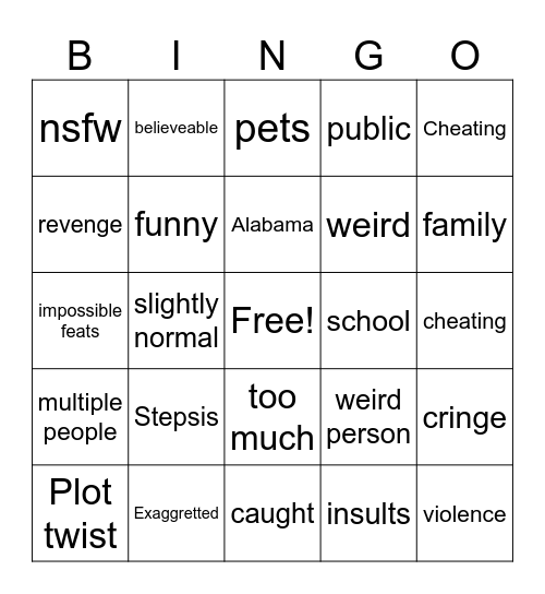 Gooner bingo Card