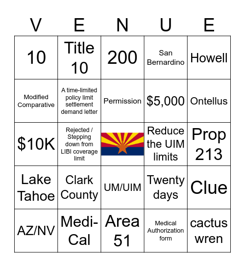 JURISDICTION BINGO Card