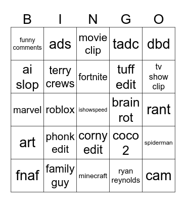 fat lil chud Bingo Card