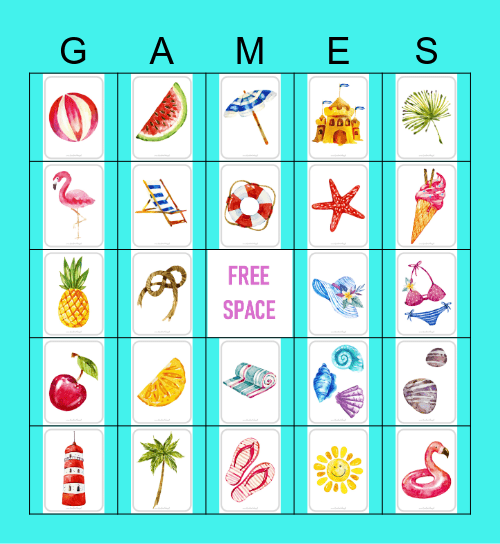 Beach Bingo Card