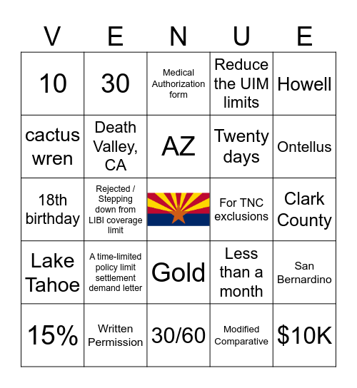 JURISDICTION BINGO Card