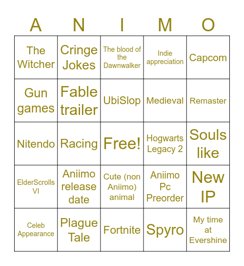 Games con 2026 Bingo Card