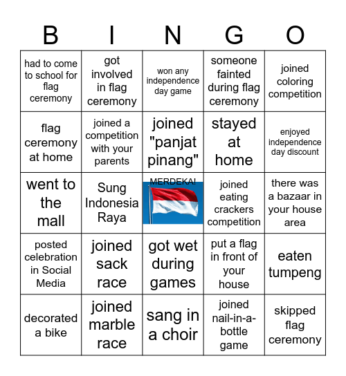 INDONESIA INDEPENDENCE DAY 2026 Bingo Card