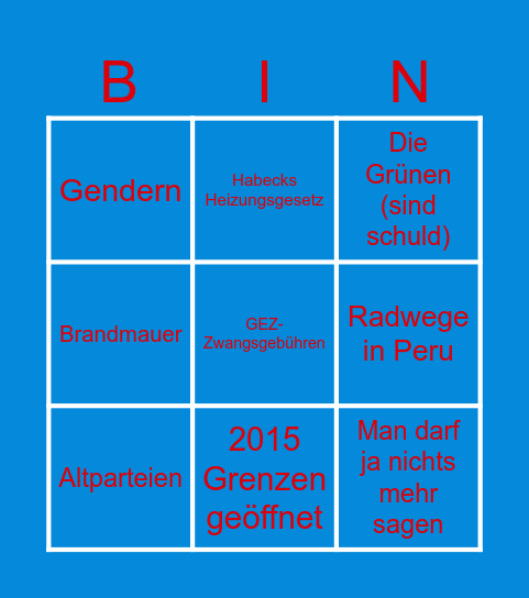 AfD Opferrollen BIN(GO) Bingo Card