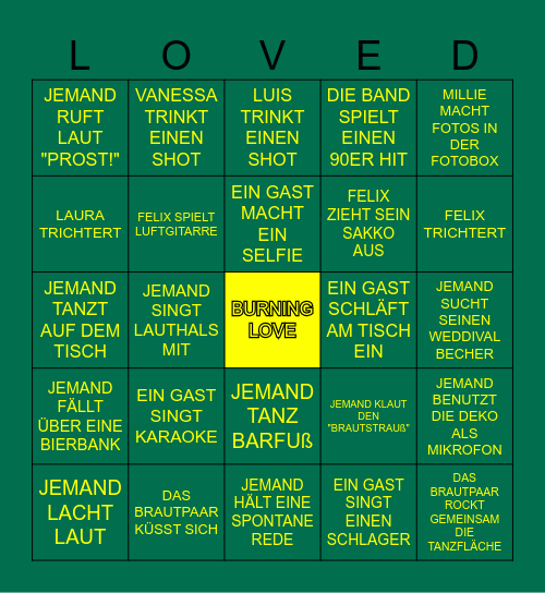 WEDDIVAL BINGO Card