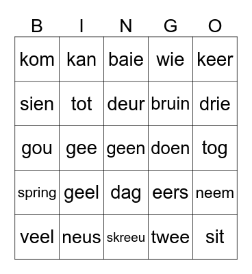 Sigwoorde Bingo Card