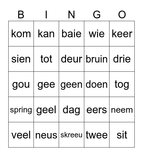 Sigwoorde Bingo Card