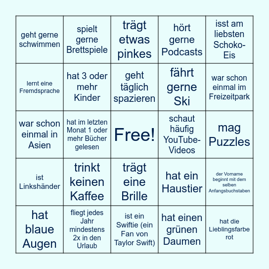 Kennenlern-Bingo Card