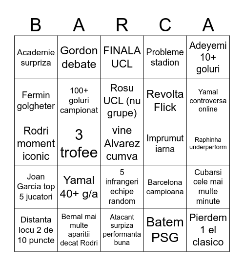 Barcelona bingo Card