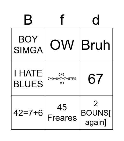 Bfdi Mini StanleyMOV Bingos Bingo Card