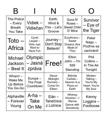 Tryskáč PUB Bingo Card