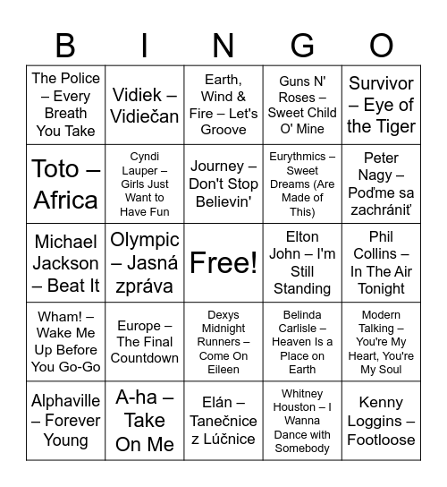 Tryskáč PUB Bingo Card