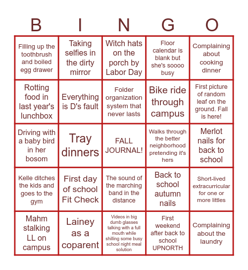 Kelle’s Back to School Bingo Card