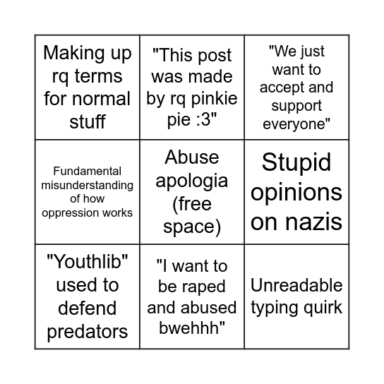 RADQUEER BINGO Card