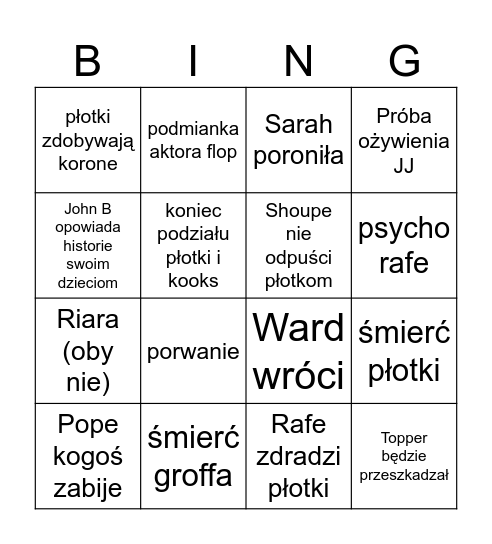OBX TEORIE Bingo Card